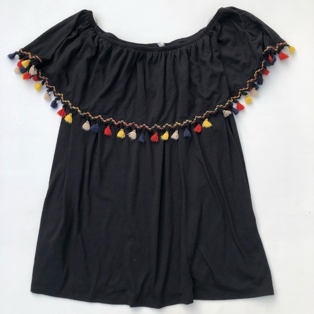 Cato Boho Off The Shoulder Tassel Top 26/28W